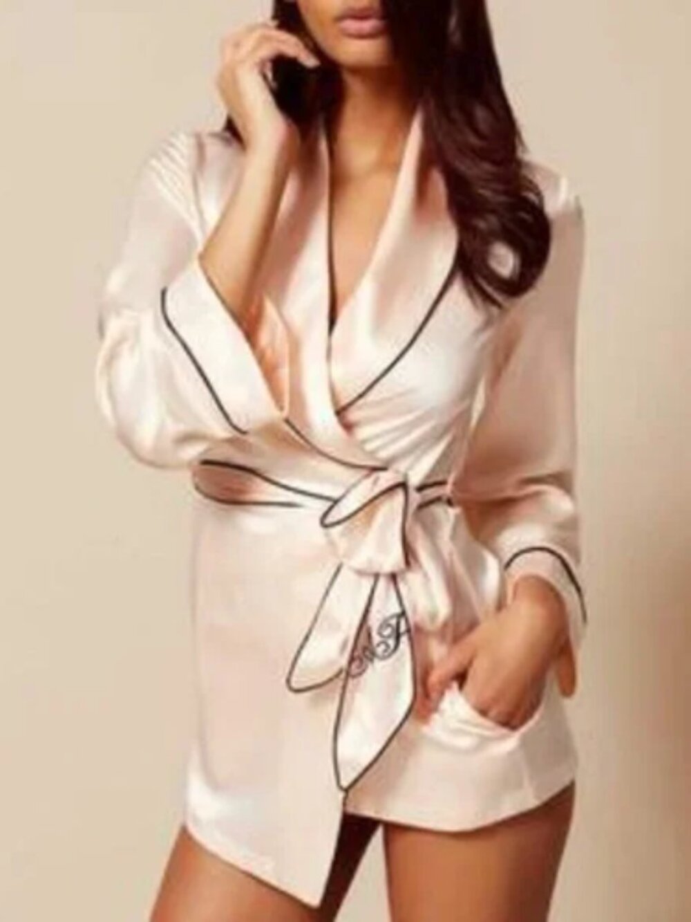 Agent Provocateur Classic Silk Pyjama Top Robe Short Kimono - Size AP 2/ XS